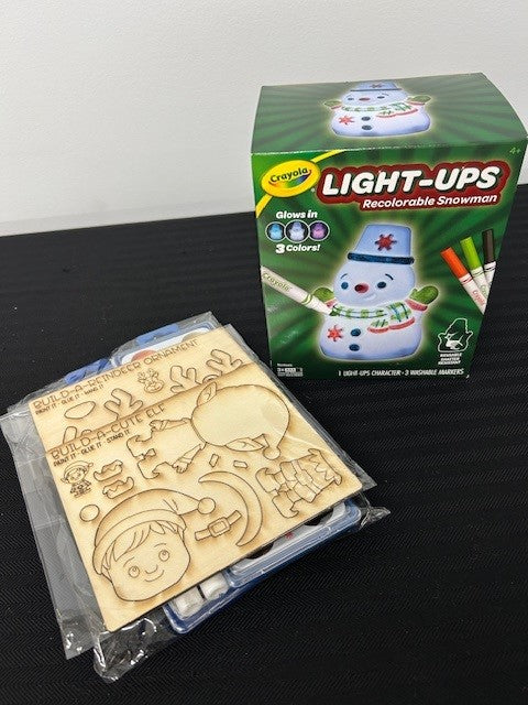 Build-An-Ornament (Elf and Reindeer) and Light Up Colorable Snowman