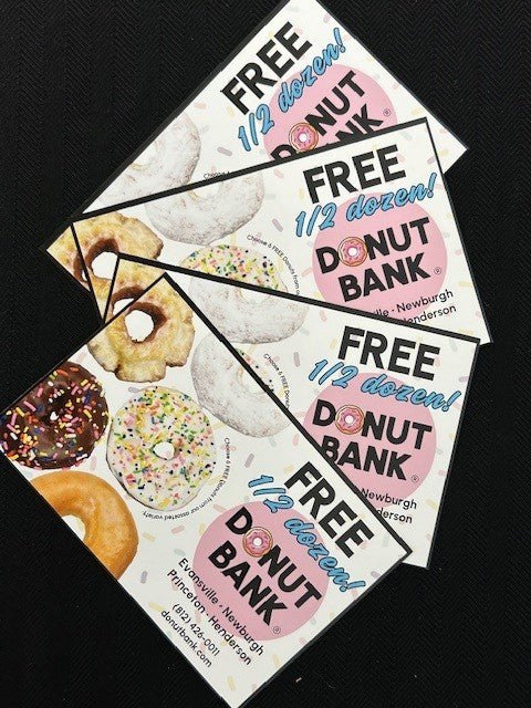 Donut Bank gift certificates for 4 - 1/2 dozen donuts