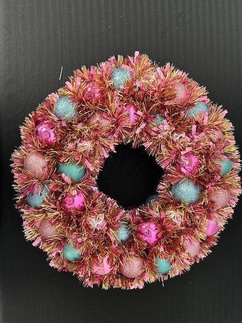 Pink and Blue Ornament Wreath