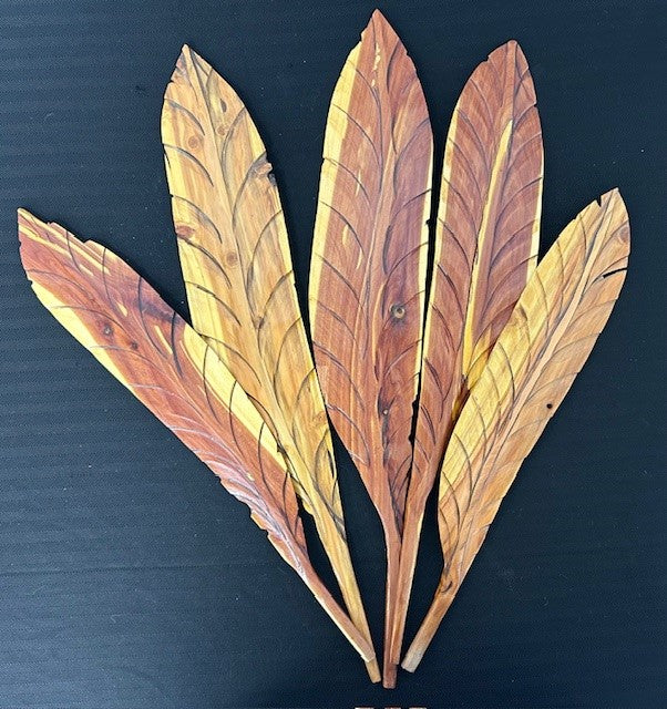 Hand-carved Shiny, Wooden Feathers